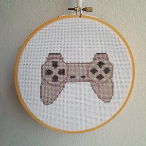 4/$20 Handmade Crossstitch- Video Game Controller- Playstation- Xbox Gamer gift